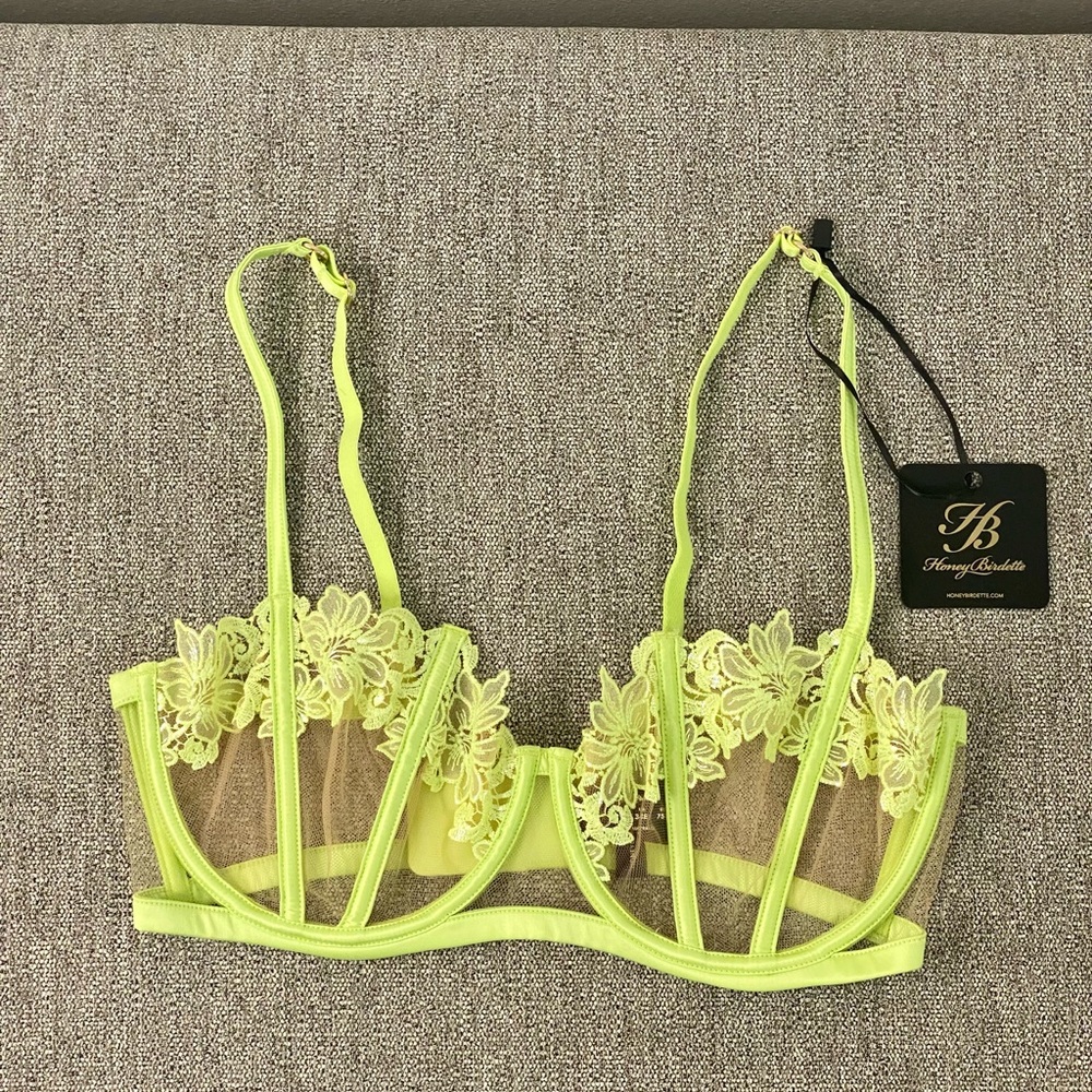 Honey Birdette AMELIE LIME BRA 34 / DDD/F NWT